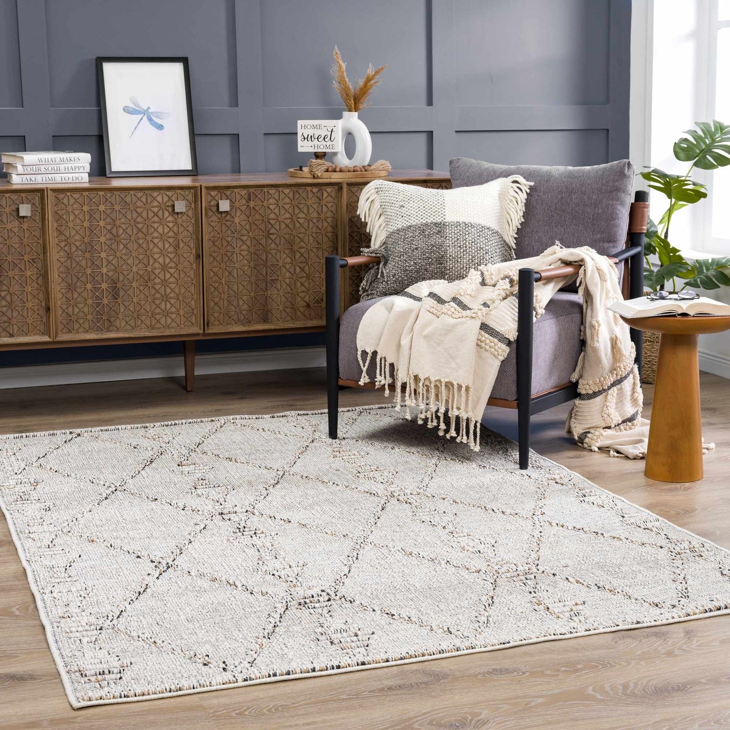 Nyla Bone Textured Performance Rug - Clearance