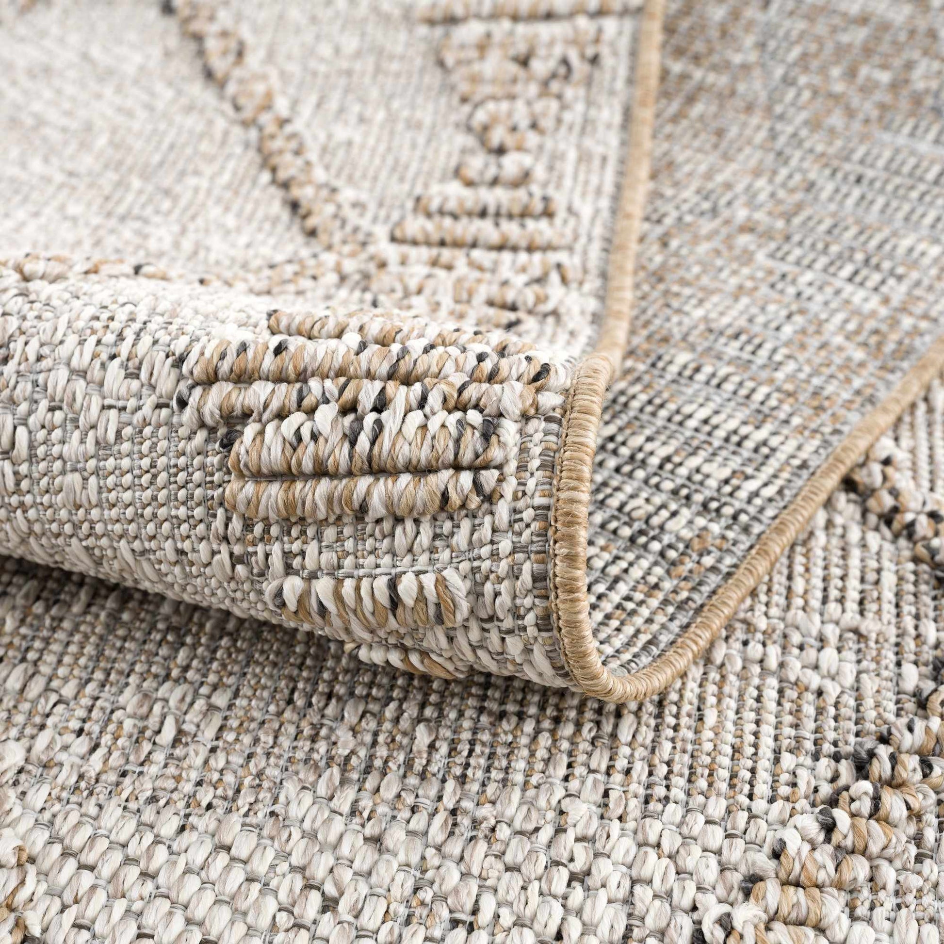 Nyla Bone & Tan Textured Performance Rug - Clearance