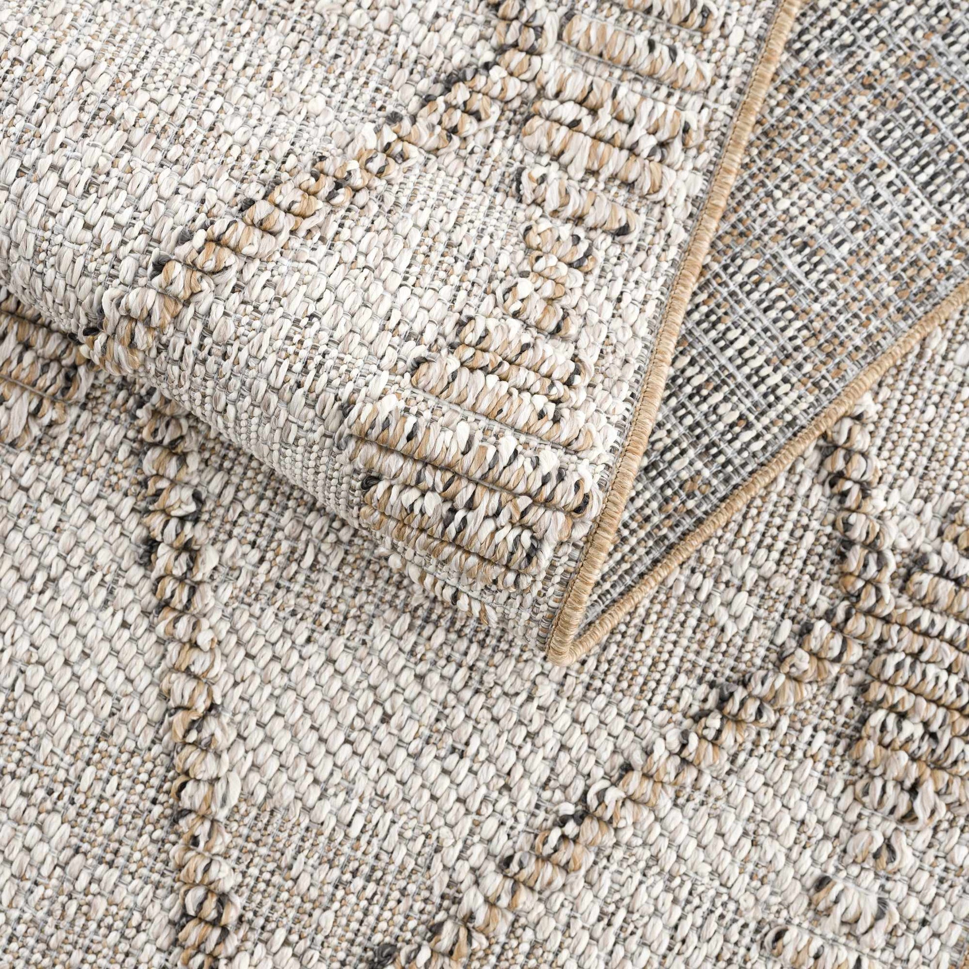 Nyla Bone & Tan Textured Performance Rug - Clearance