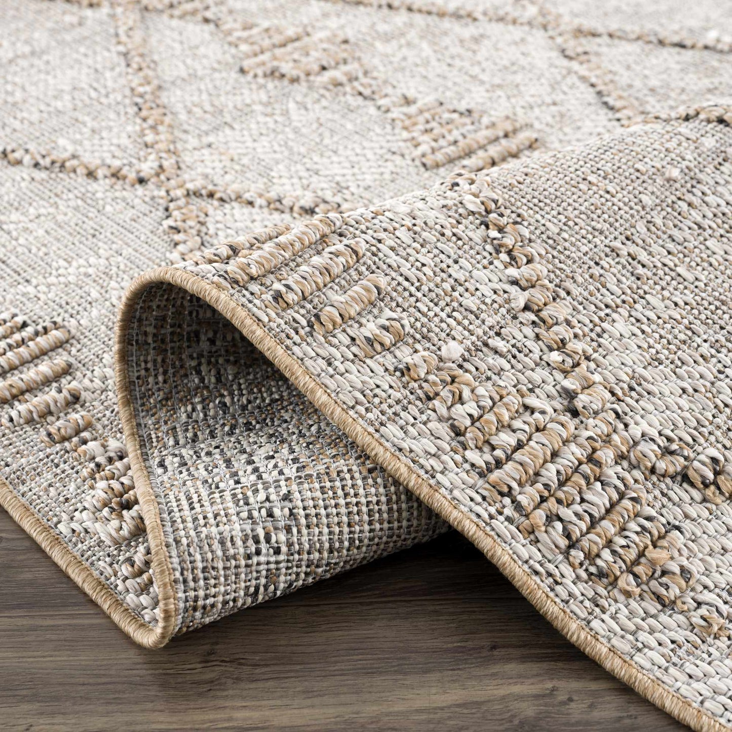 Nyla Bone & Tan Textured Performance Rug - Clearance