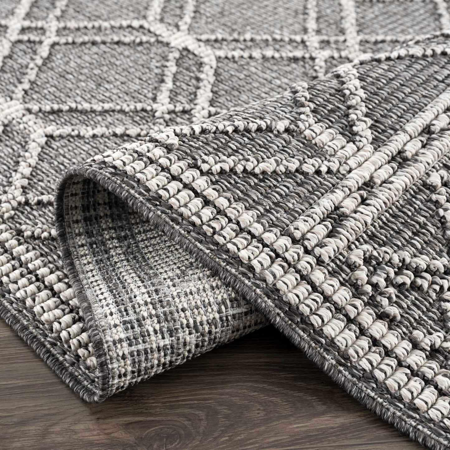 Diah Black Textured Trellis Rug - Limited Edition