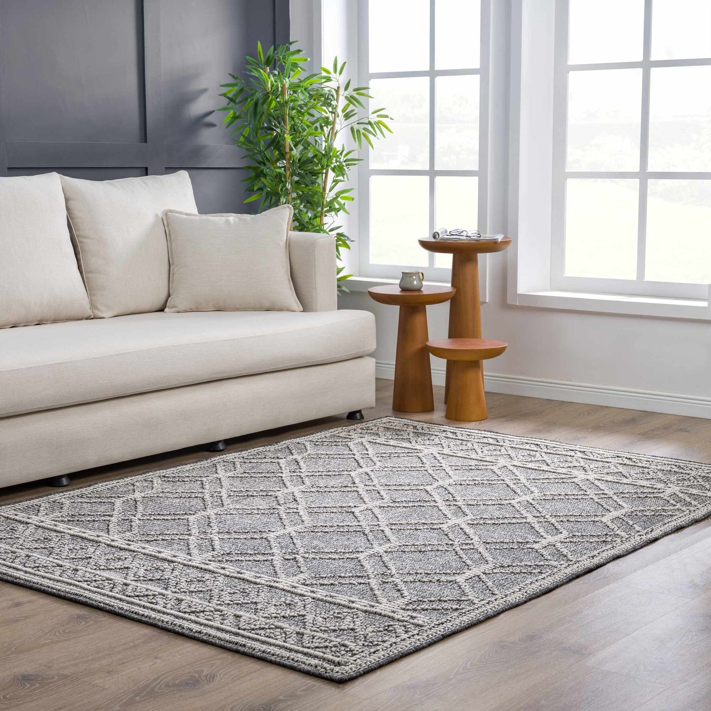 Diah Black Textured Trellis Rug - Limited Edition