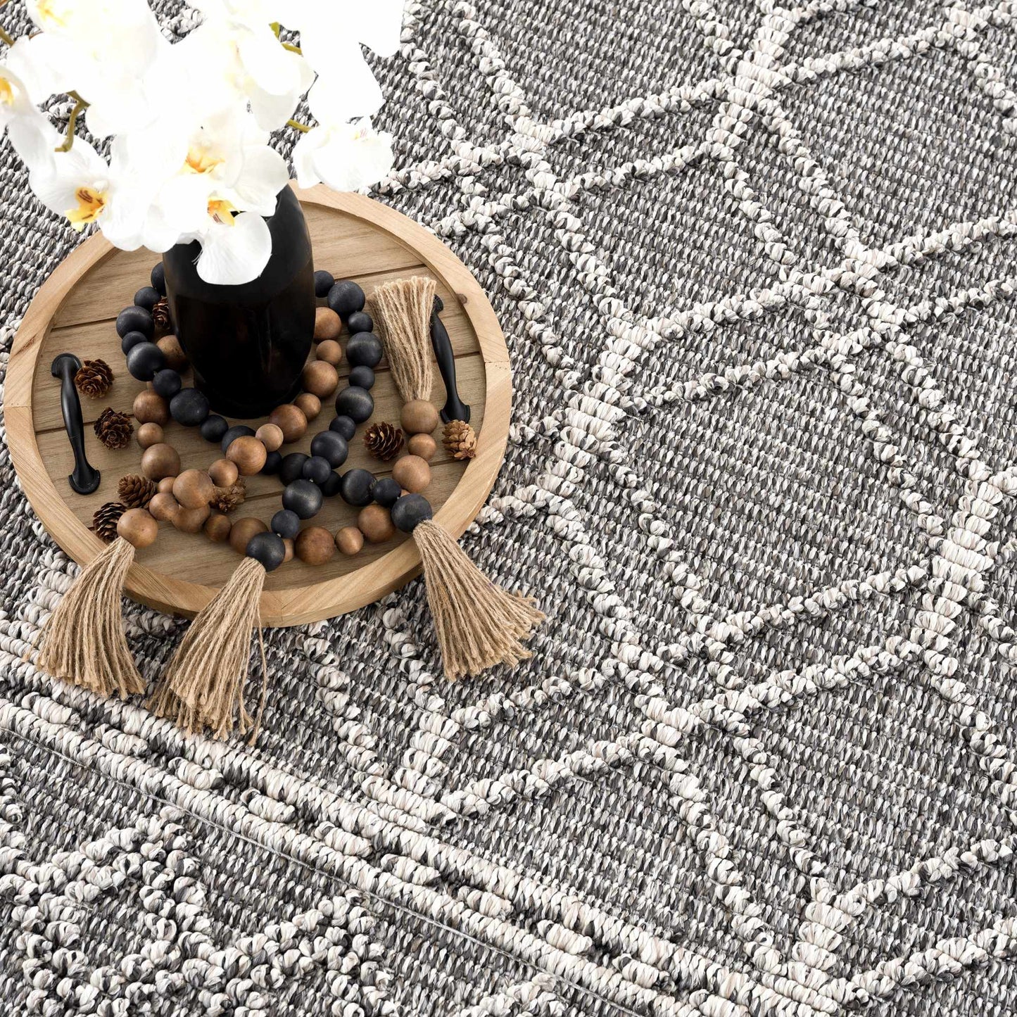 Diah Black Textured Trellis Rug - Limited Edition