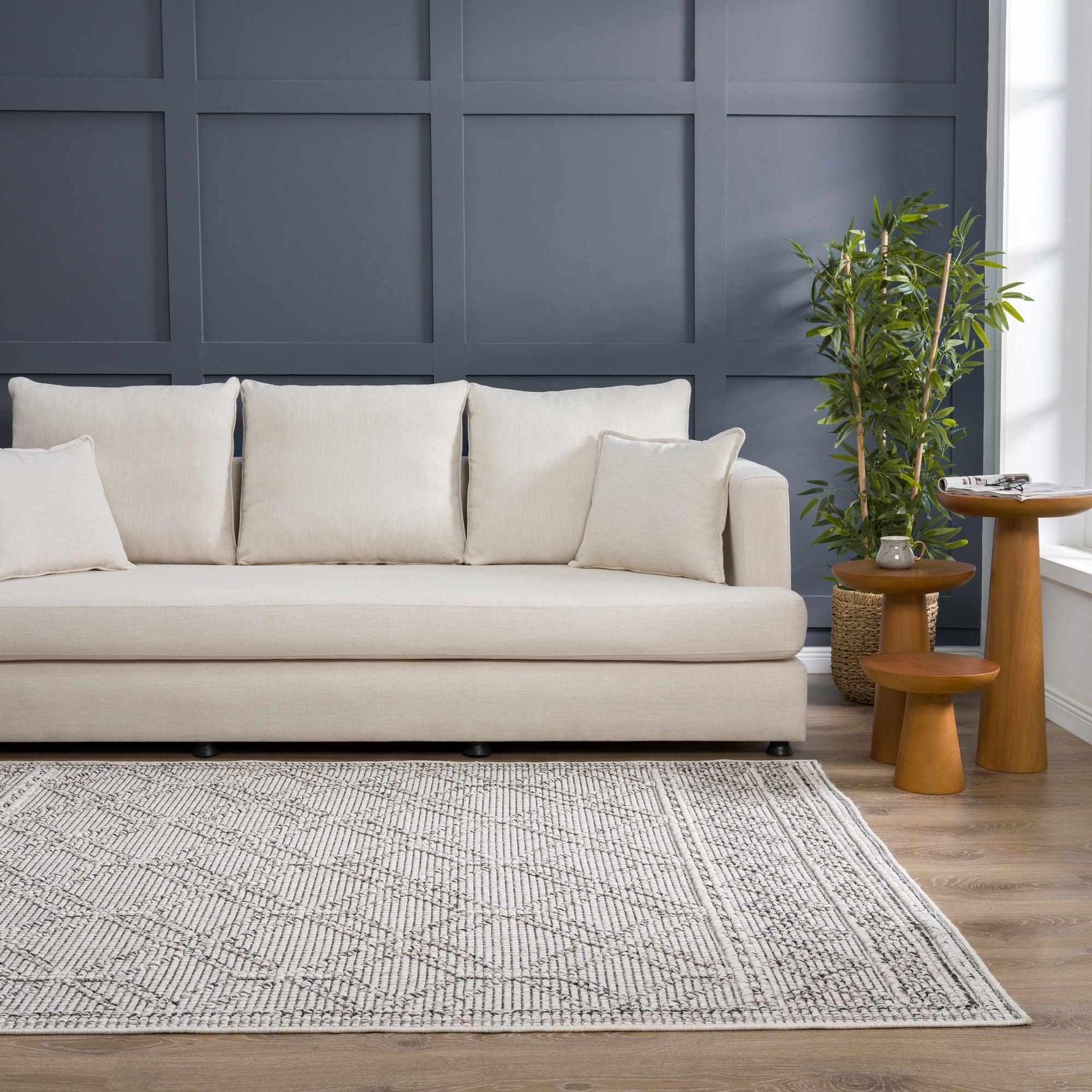 Diah Bone Textured Trellis Rug - Limited Edition