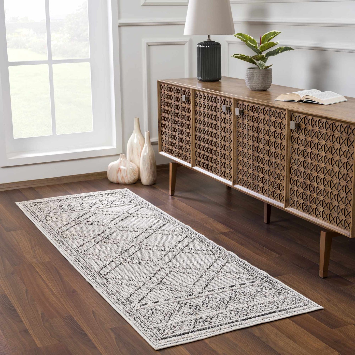 Diah Bone Textured Trellis Rug - Limited Edition