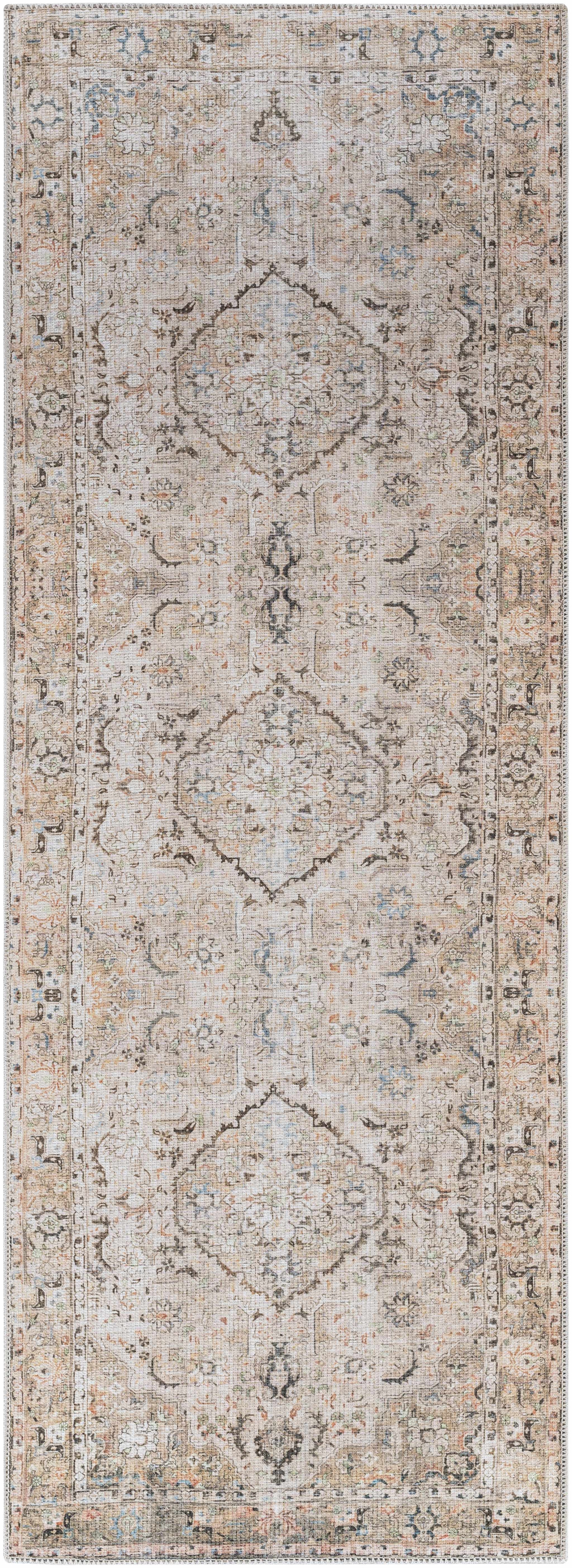 Brown Standon Vintage Washable Area Rug