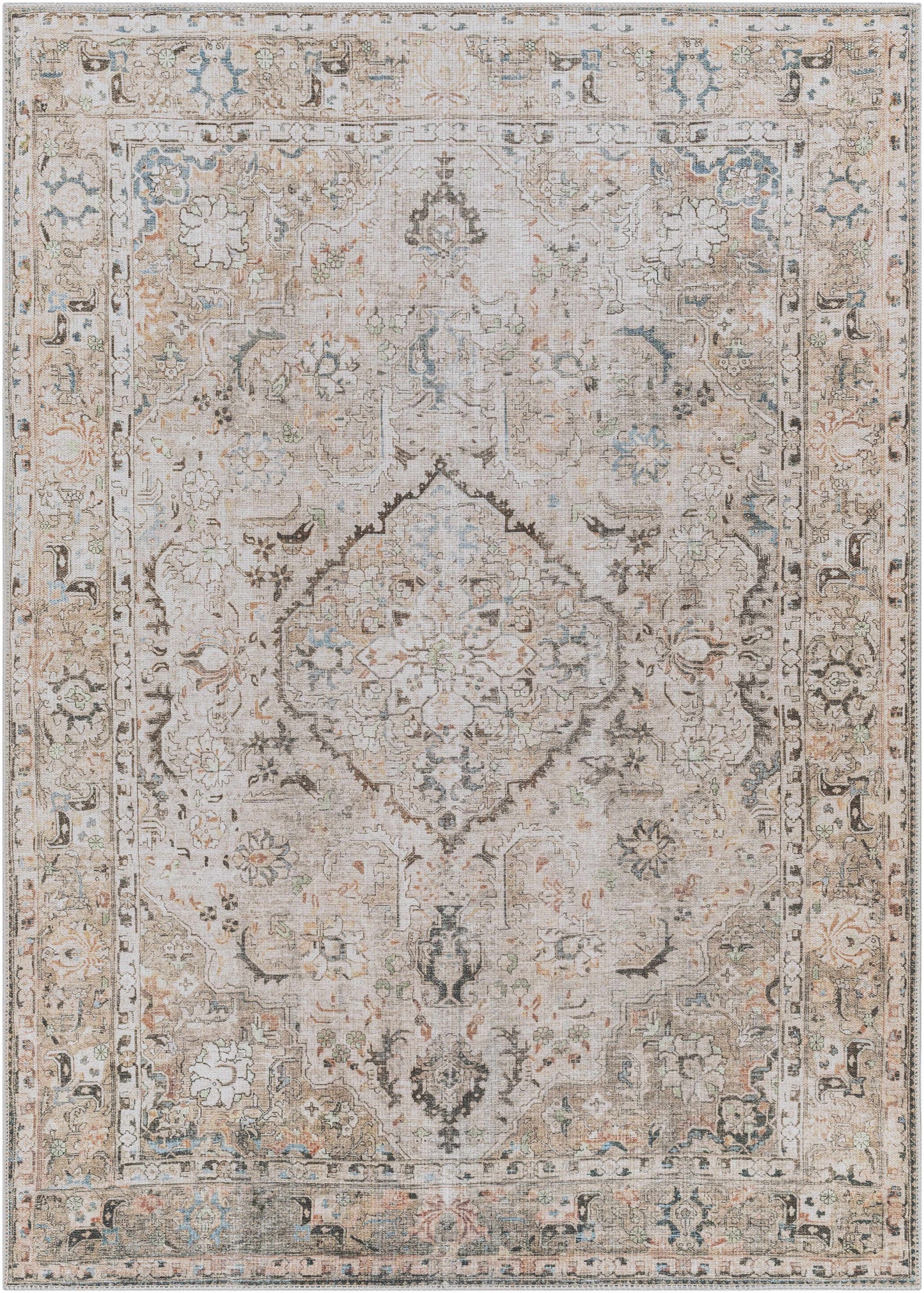 Brown Standon Vintage Washable Area Rug