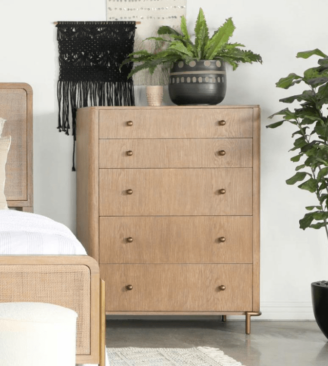 Arini 4 Piece Queen Panel Bedroom Set - Sand Wash And Natural Cane