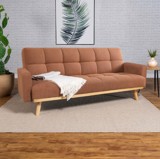 Mindi Mid-Century Modern Woven Fabric Sofa Bed