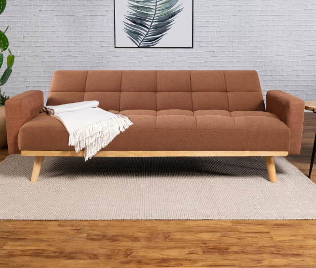 Mindi Mid-Century Modern Woven Fabric Sofa Bed