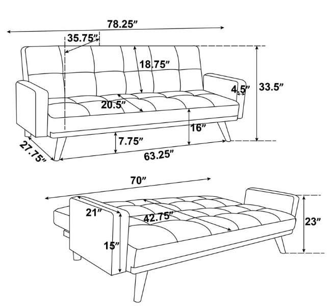 Mindi Mid-Century Modern Woven Fabric Sofa Bed