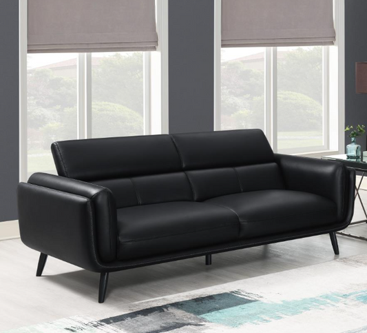 Shania Modern Track Arm Sofa with Adjustable Head Rest - Black