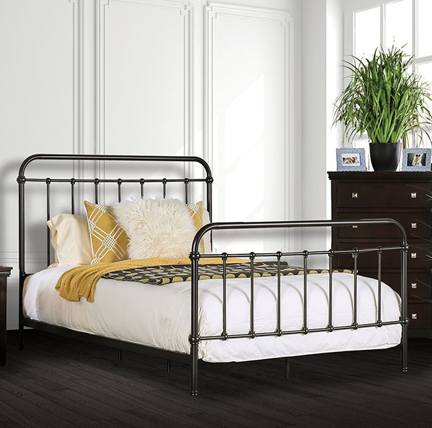 Iria Dark Bronze Spindle Design Metal Bed - Queen