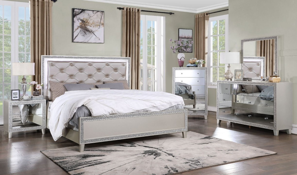 Sliverfluff Glam Panel Bed - Queen