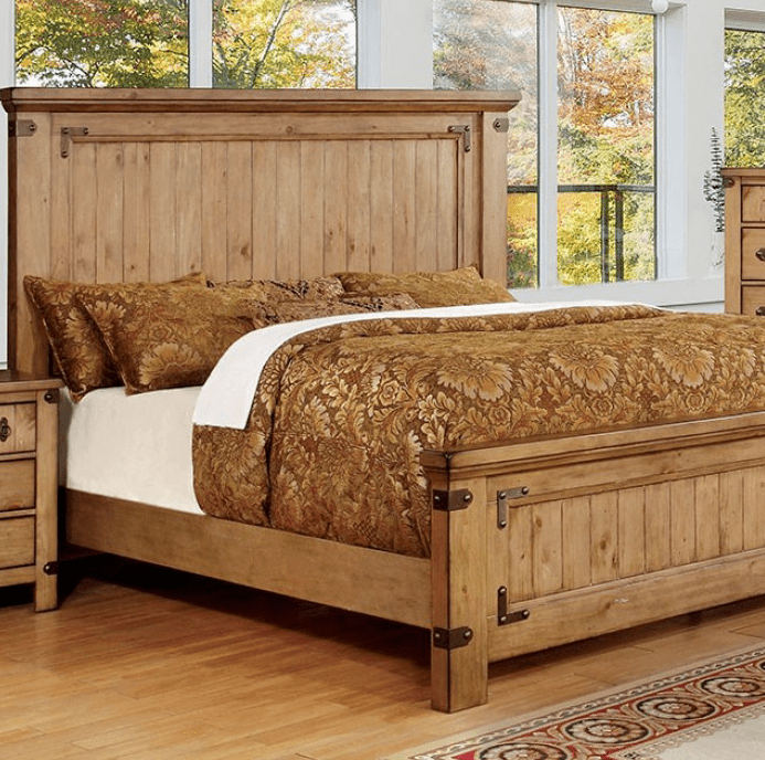 Pioneer Cottage Style Queen Bedroom Set in Weathered Elm