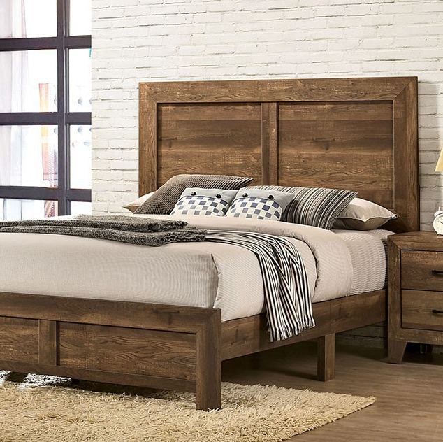 Wentworth Rustic 4-Piece Bedroom Set Bed in Light Walnut - Full or Queen