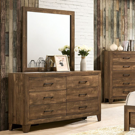 Wentworth Rustic 5-Piece Bedroom Set Bed in Light Walnut - Full or Queen