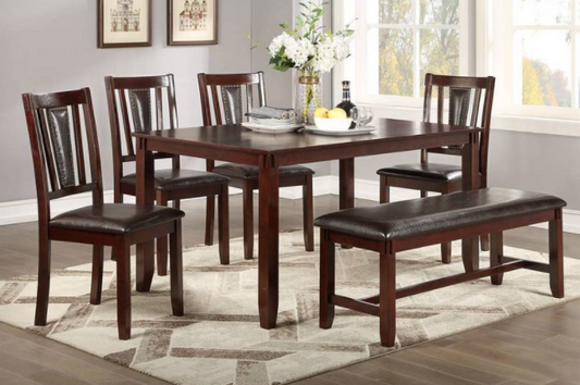 Ferguson 6 Piece Dining Set with Bench - Espresso