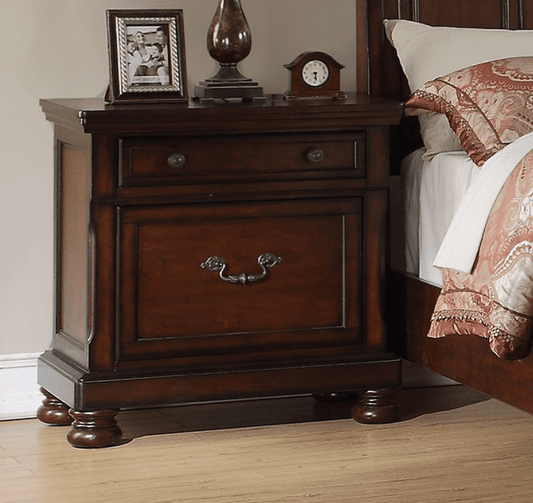 Forney Traditional 2-Drawer Nightstand - Brown Cherry