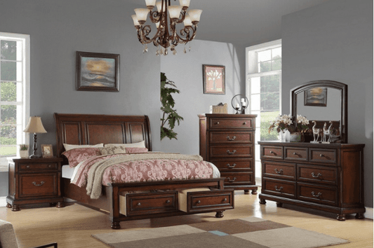 Forney King Storage Bedroom Set - Brown Cherry