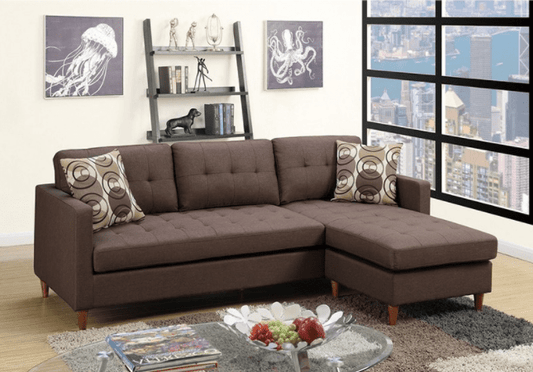 Lance 86" Mid-Century Modern Sectional with Peg Legs - Chocolate