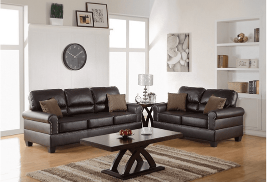 Linkon 2- PIece Sofa & Loveseat Set in Espresso Faux Leather