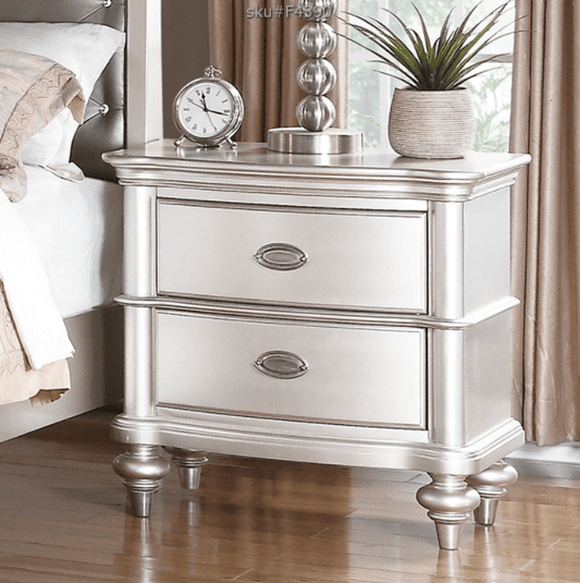 Tinsel 2-Drawer Glam Nightstand - Silver