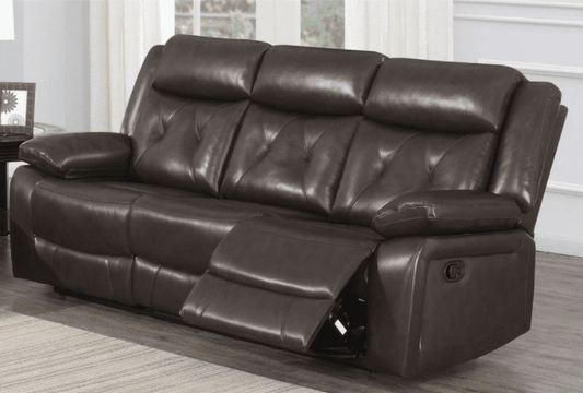 Walther Transitional Leather Gel Motion Sofa & Loveseat Set - Dark Brown