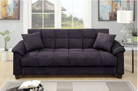 Tandy Microfiber Adjustable Sleeper Sofa w/ Storage - Black