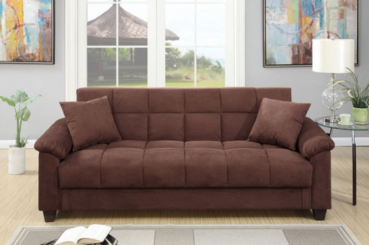 Tandy Microfiber Adjustable Sleeper Sofa w/ Storage - Chocolate