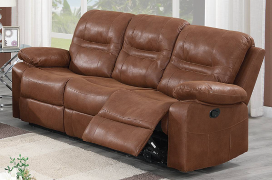 Wayne Casual Pillow Arm Motion Sofa & Loveseat Set in Brown Leatherette