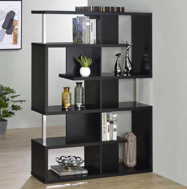 Ronneta 5-Tier Bookcase Black And Chrome