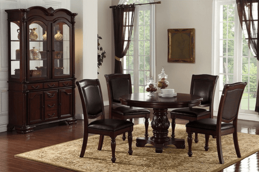 Mortgan 5 Piece Formal Dining Set - Brown Cherry