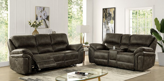 Tredegar Transitional Power Sofa & Loveseat Set - Mocha