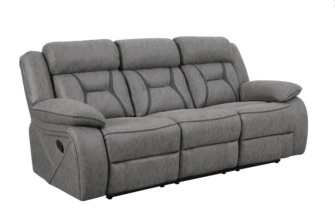 Bruno Plush Gray Faux Suede Reclining Sofa & Loveseat Set