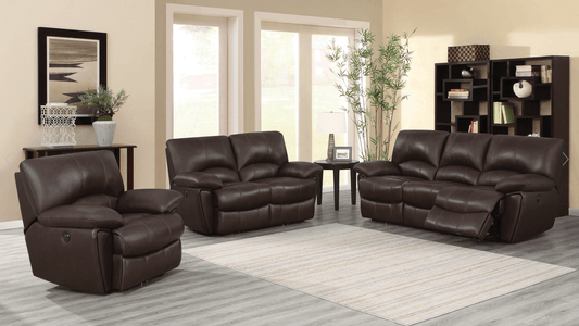 Ford Brown Leather Motion Sofa & Loveseat Set