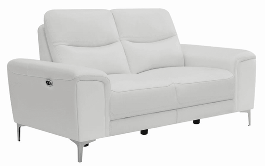 Phebe White Top Grain Leather Power Reclining Loveseat