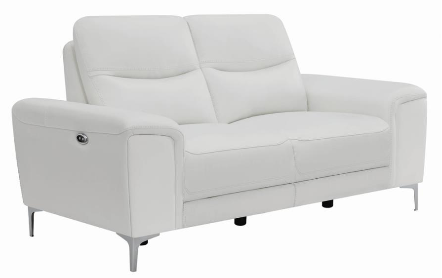 Phebe White Top Grain Leather Power Reclining Sofa & Loveseat Set