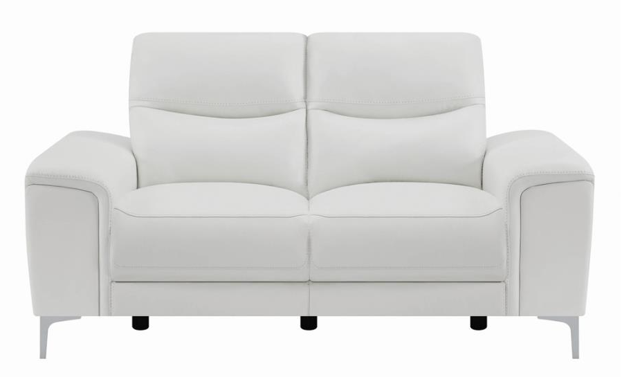 Phebe White Top Grain Leather Power Reclining Sofa & Loveseat Set