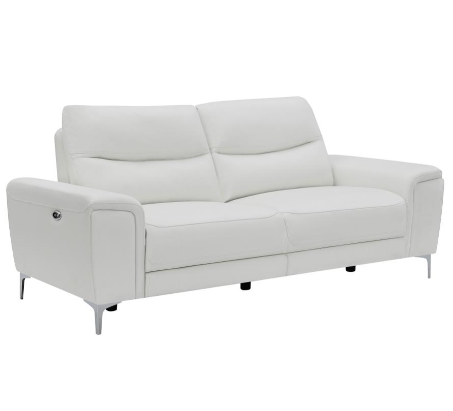 Phebe White Top Grain Leather Power Reclining Sofa & Loveseat Set