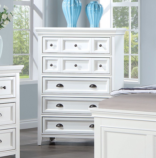 Castile Transitional 5-Drawer Chest - White