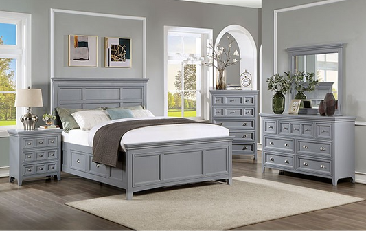 Castile Transitional Solid Wood King Bedroom Set - Gray