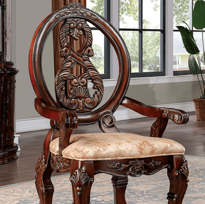 Normandy Traditional Dining Arm Chair Set of 2 - Brown Cherry