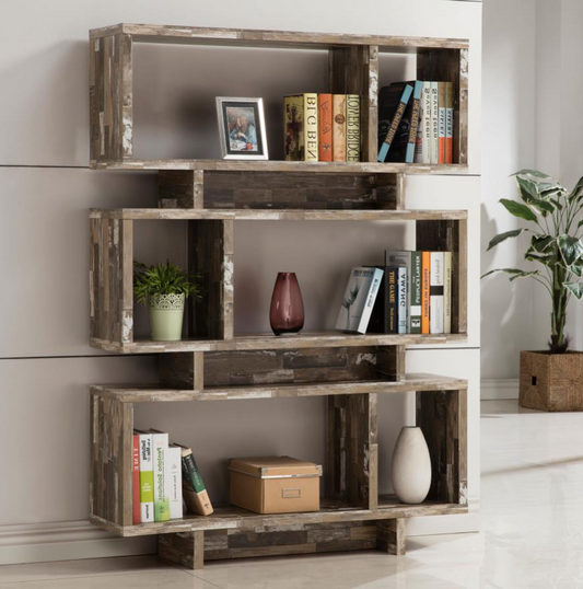 Hui Modern 5-Tier Weathered Cabin Bookcase