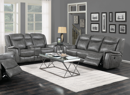 Conrad Upholstered Motion Sofa & Loveseat Set - Cool Gray