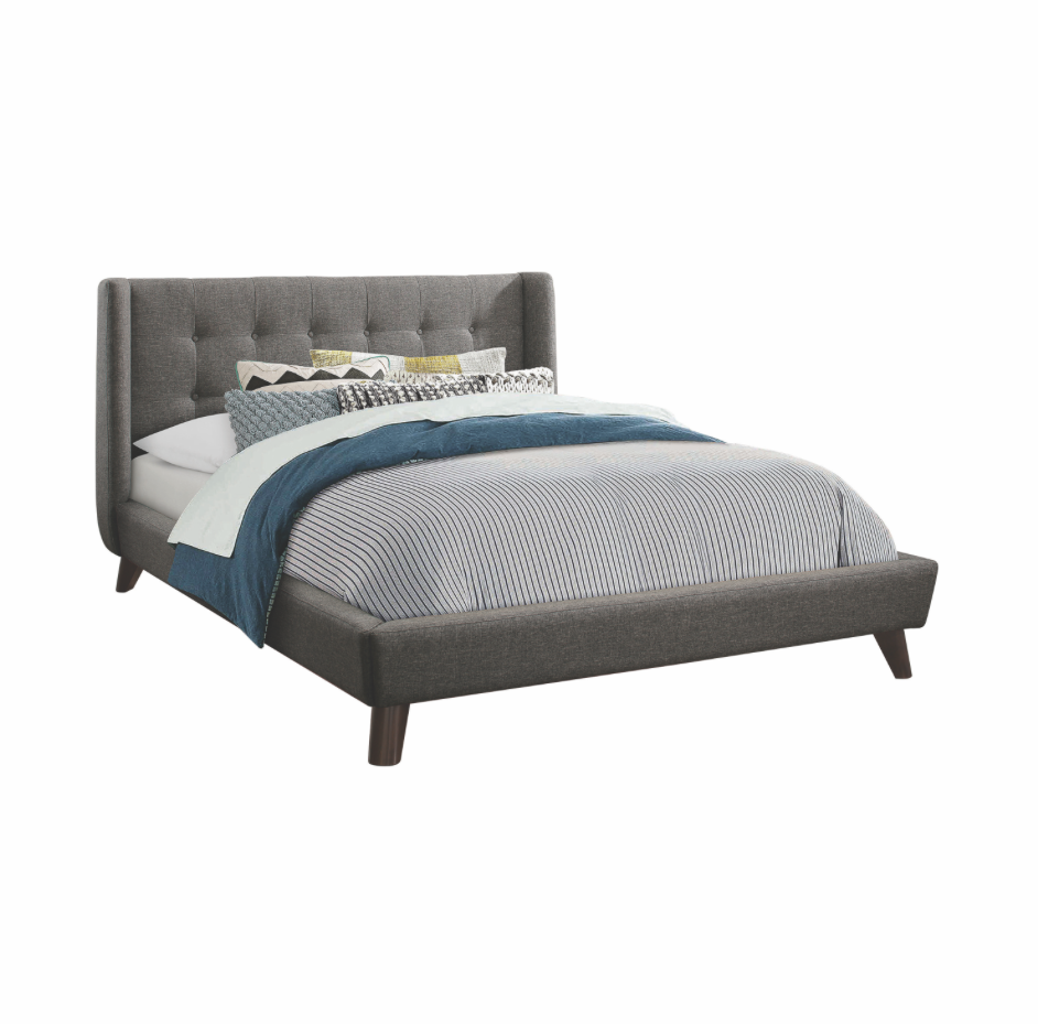 Carrington Mid-Century Modern Button Tufted Full Bed Grey