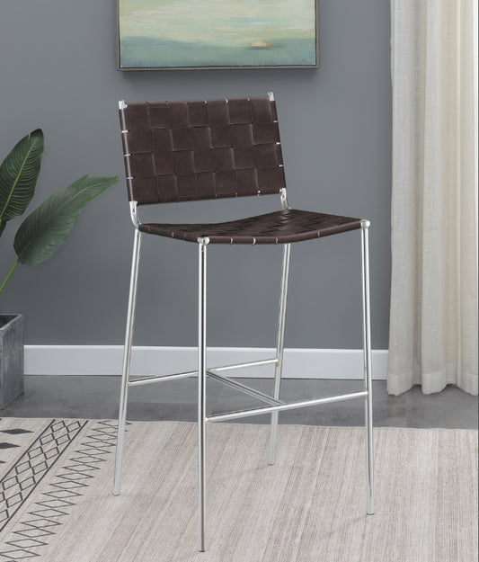 Adelaide Upholstered Bar Stool With Open Back Brown And Chrome