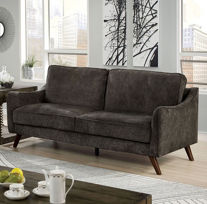 Maxime Mid-Century Modern Sofa & Loveseat in Dark Gray