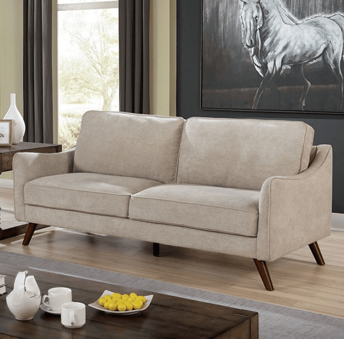 Maxime Mid-Century Modern Sofa & Loveseat in Light Gray