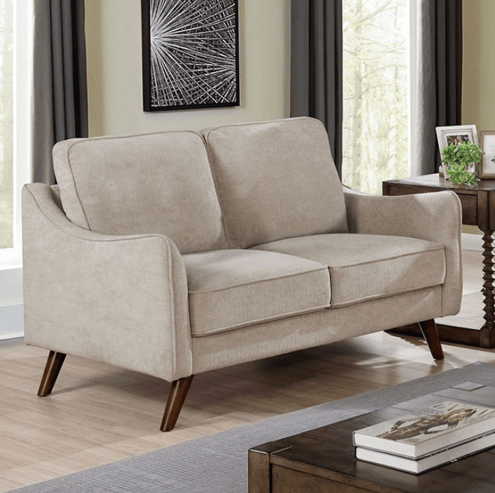 Maxime Mid-Century Modern Sofa & Loveseat in Light Gray